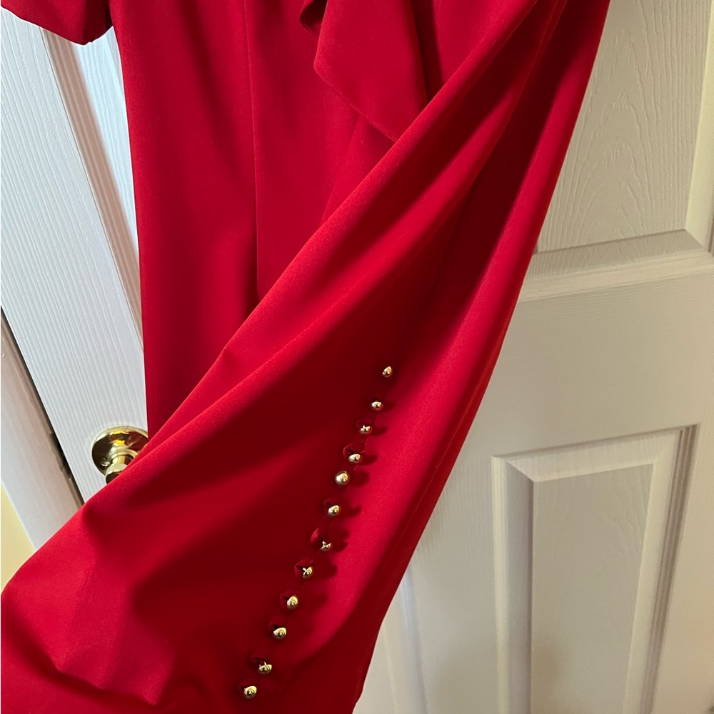 Elegant Red Ruffle Dress - Picture 2 of 5